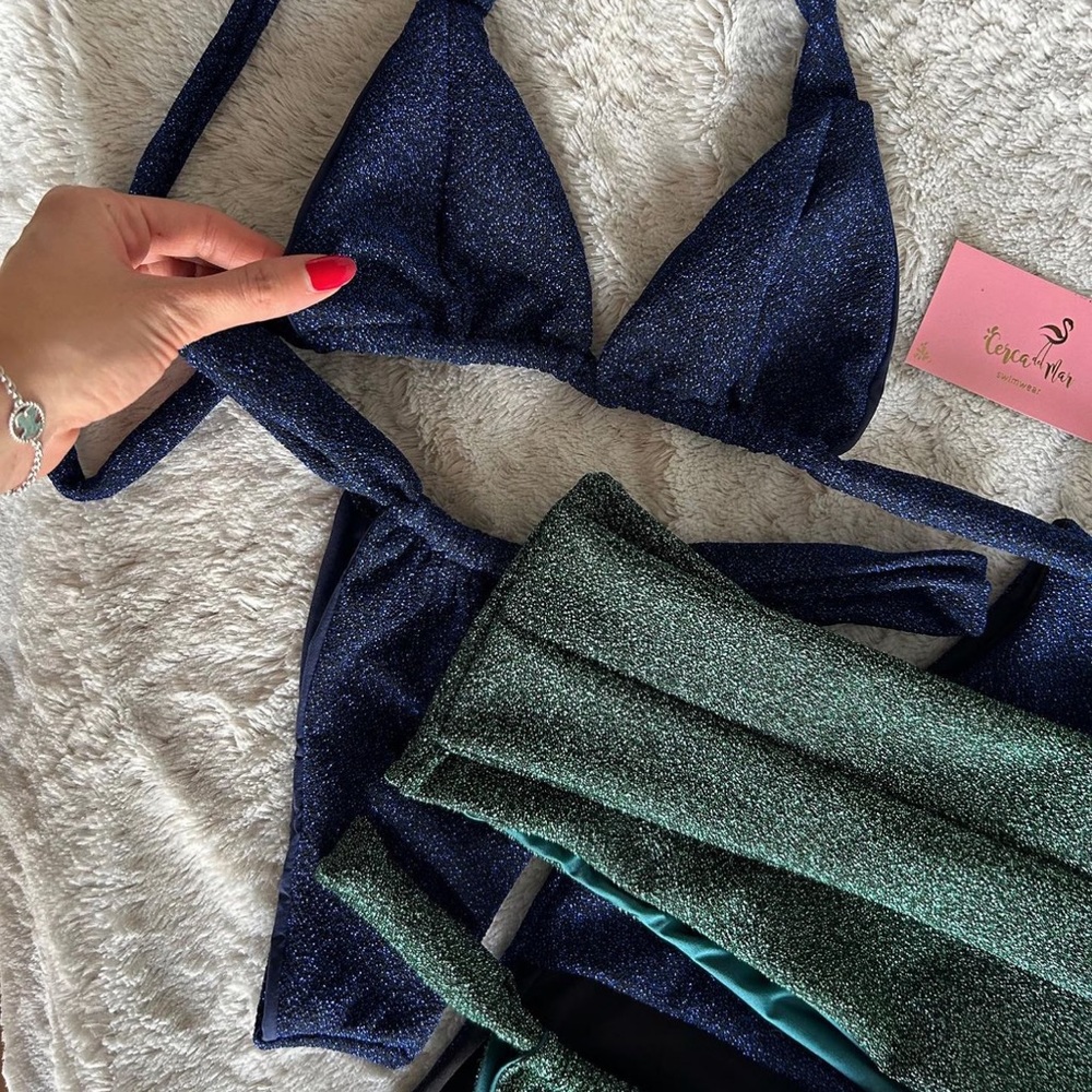 2 piece dark blue shimmer bathing suit (brand new)